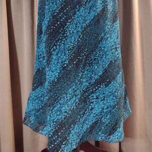 New York & Company Black & Turquoise Print A-line Skirt – Size XL